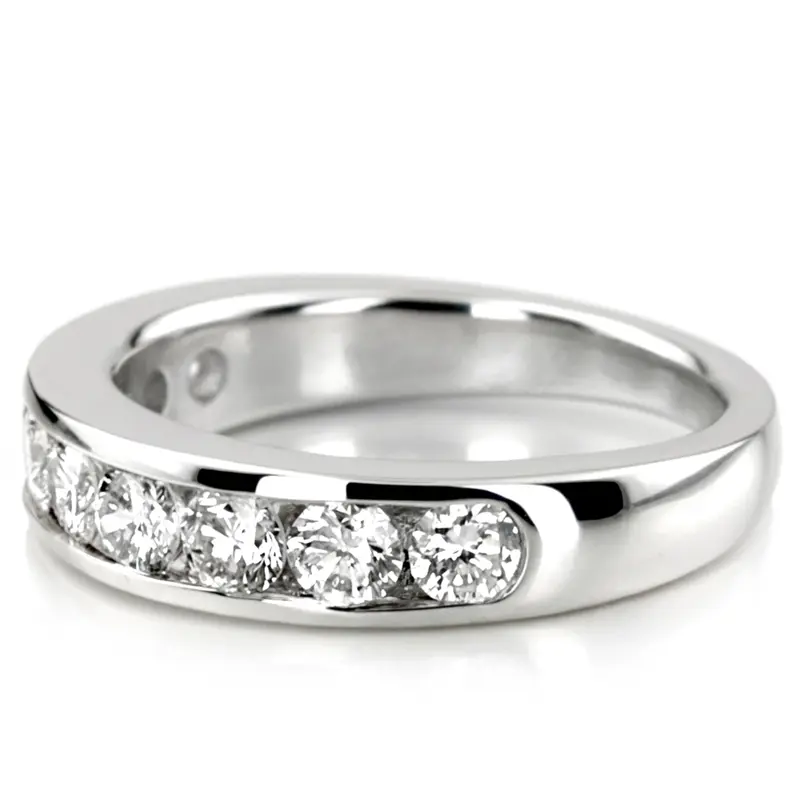 14K white gold Brilliant Round 9 Stone Channel Set Diamond Anniversary Ring (1.00 ct. tw.) - alternate view 3