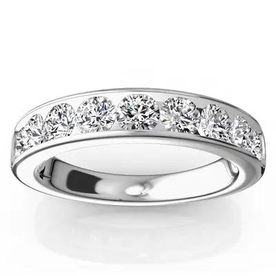 14K white gold Brilliant Round 9 Stone Channel Set Diamond Anniversary Ring (1.25 ct. tw.) - alternate view 4 thumbnail