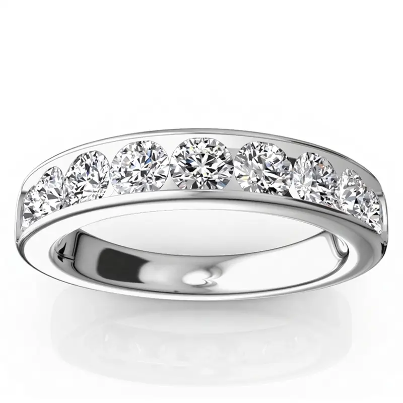14K white gold Brilliant Round 9 Stone Channel Set Diamond Anniversary Ring (1.25 ct. tw.) - alternate view 4