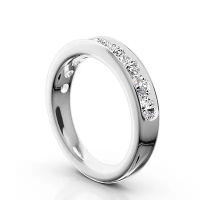 14K white gold Brilliant Round 9 Stone Channel Set Diamond Anniversary Ring (1.25 ct. tw.) - main view thumbnail