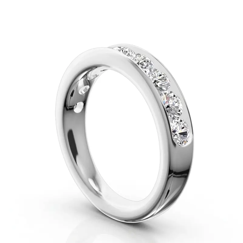 14K white gold Brilliant Round 9 Stone Channel Set Diamond Anniversary Ring (1.25 ct. tw.) - main view