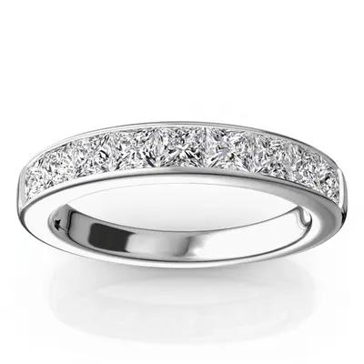 14K white gold Elegant 9 Stone Princess Cut Diamond Anniversary Band (1.25ct. tw.) - alternate view 3 thumbnail