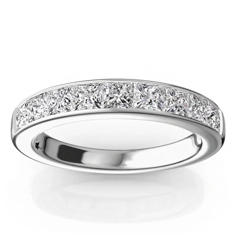 14K white gold Elegant 9 Stone Princess Cut Diamond Anniversary Band (1.25ct. tw.) - alternate view 3