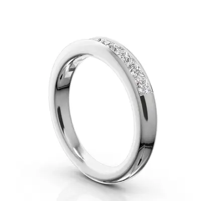 14K white gold Elegant 9 Stone Princes Cut Diamond Anniversary Band (1.00ct. tw.) - alternate view 4 thumbnail