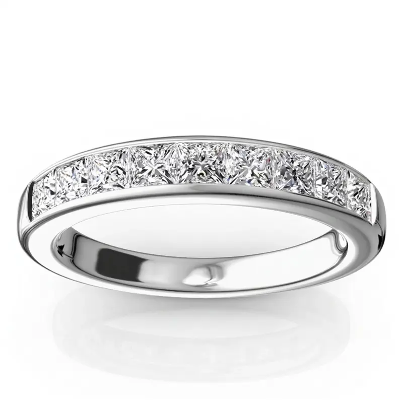 14K white gold Elegant 9 Stone Princes Cut Diamond Anniversary Band (1.00ct. tw.) - main view
