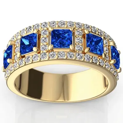 14K white gold Princess Cut Sapphire and Diamond Anniversary Band - alternate view 4 thumbnail