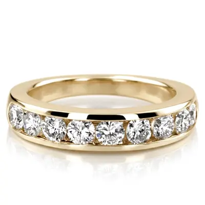 14K white gold Brilliant Round 9 Stone Channel Set Diamond Anniversary Ring (1.00 ct. tw.) - alternate view 2 thumbnail