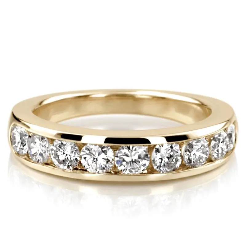 14K white gold Brilliant Round 9 Stone Channel Set Diamond Anniversary Ring (1.00 ct. tw.) - alternate view 2