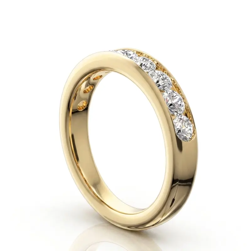 14K white gold Brilliant Round 9 Stone Channel Set Diamond Anniversary Ring (1.00 ct. tw.) - alternate view 5