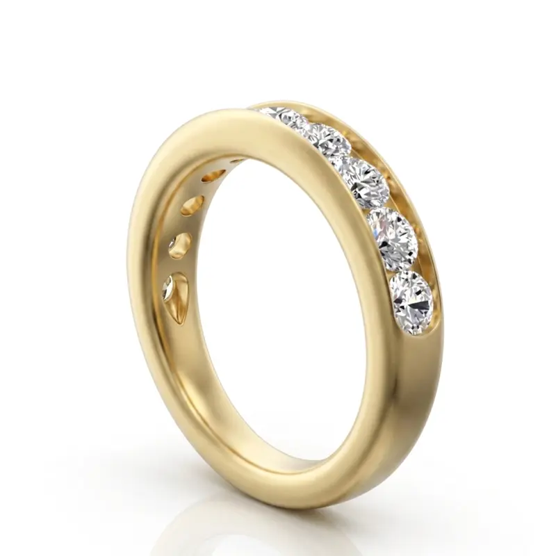 14K white gold Brilliant Round 9 Stone Channel Set Diamond Anniversary Ring (1.25 ct. tw.) - alternate view 2