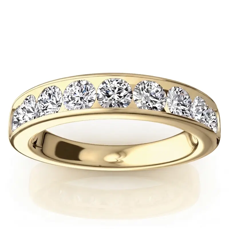 14K white gold Brilliant Round 9 Stone Channel Set Diamond Anniversary Ring (1.25 ct. tw.) - alternate view 3
