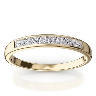 14K white gold Channel Set Nine Stone Princess Cut Diamond Anniversary Band (1/4 ct. tw.) - alternate view 2 thumbnail