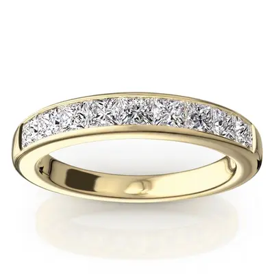 14K white gold Elegant 9 Stone Princes Cut Diamond Anniversary Band (1.00ct. tw.) - alternate view 2 thumbnail