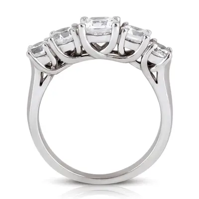 14K white gold Five Stone Graduated Diamond Wedding Band (2/3 ct. tw.) - alternate view 5 thumbnail