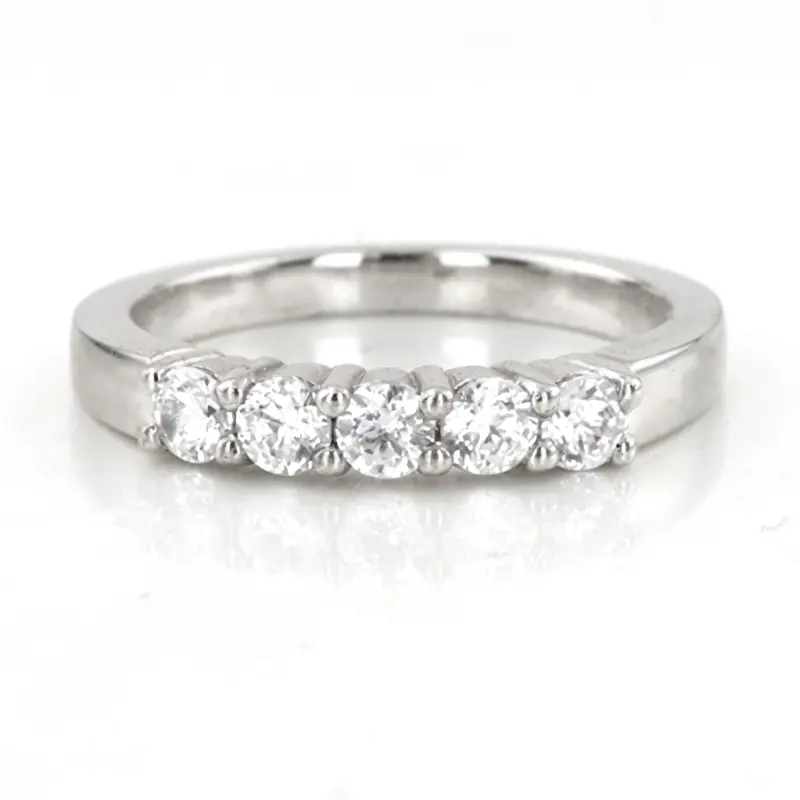 14K white gold 5 Stone Shared Prong Women Anniversary Ring (1/6 ct. tw.) - main view