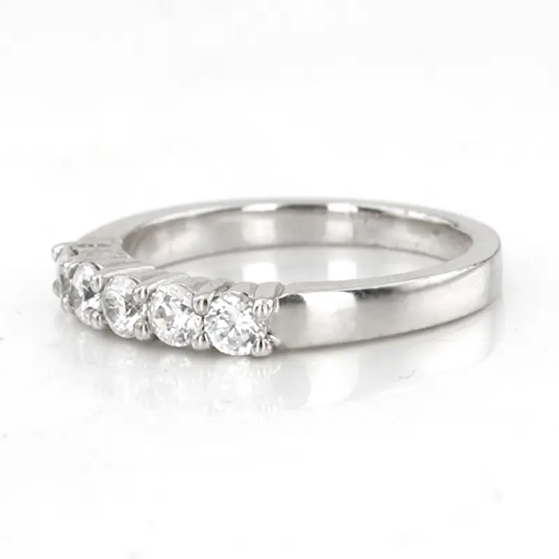 14K white gold 5 Stone Shared Prong Women Anniversary Ring (1/6 ct. tw.) - alternate view 2