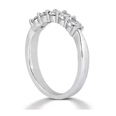 14K white gold 5 Stone Shared Prong Women Anniversary Ring (1/6 ct. tw.) - alternate view 3 thumbnail