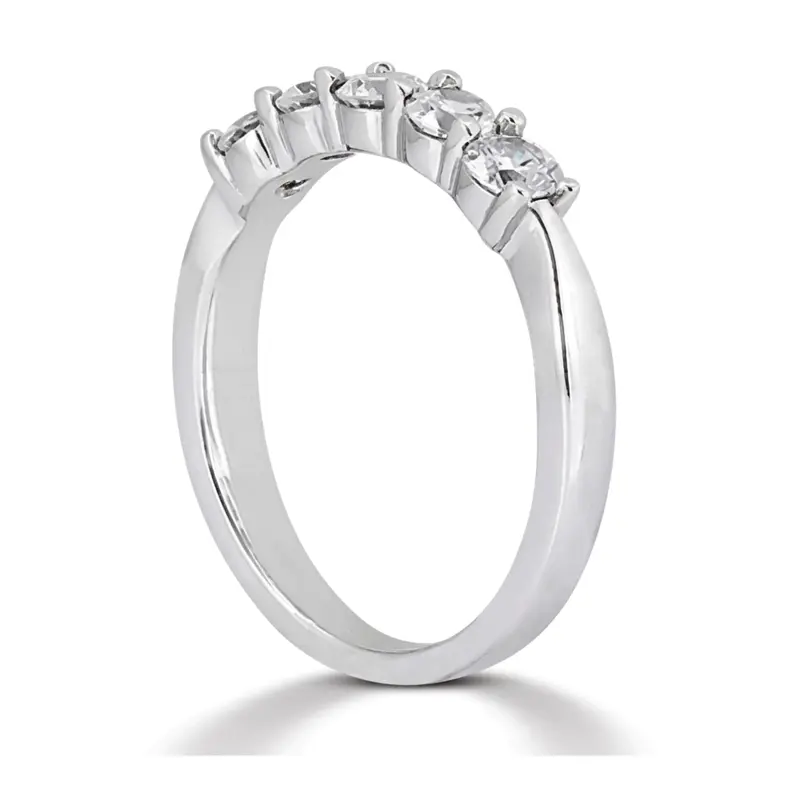 14K white gold 5 Stone Shared Prong Women Anniversary Ring (1/6 ct. tw.) - alternate view 3