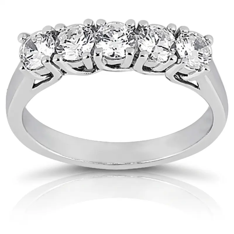 14K white gold 5 Stone Trellis Diamond Anniversary Ring (0.50 ct. tw.) - alternate view 4