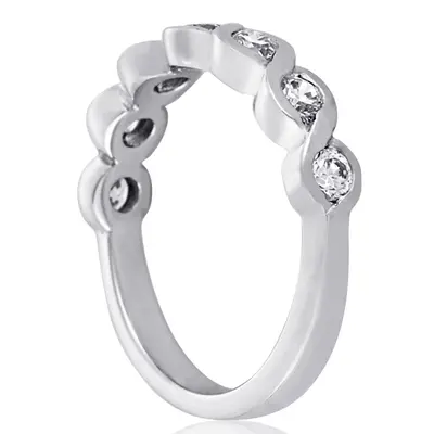14K white gold 0.31 ct. Round Cut Bezel Set Diamond Wedding Band - alternate view 5 thumbnail