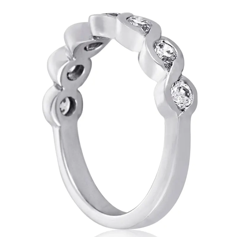 14K white gold 0.31 ct. Round Cut Bezel Set Diamond Wedding Band - alternate view 5