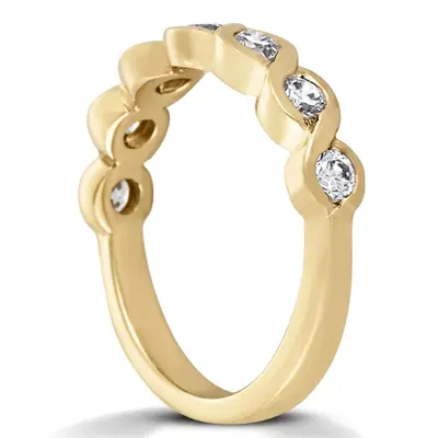 14K white gold 0.31 ct. Round Cut Bezel Set Diamond Wedding Band - alternate view 6 thumbnail
