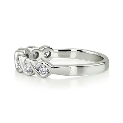 14K white gold 0.31 ct. Round Cut Bezel Set Diamond Wedding Band - alternate view 3 thumbnail