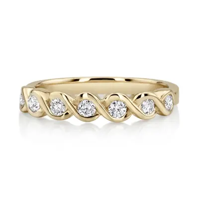 0.31 ct. Round Cut Bezel Set Diamond Wedding Band - view 2 of 6