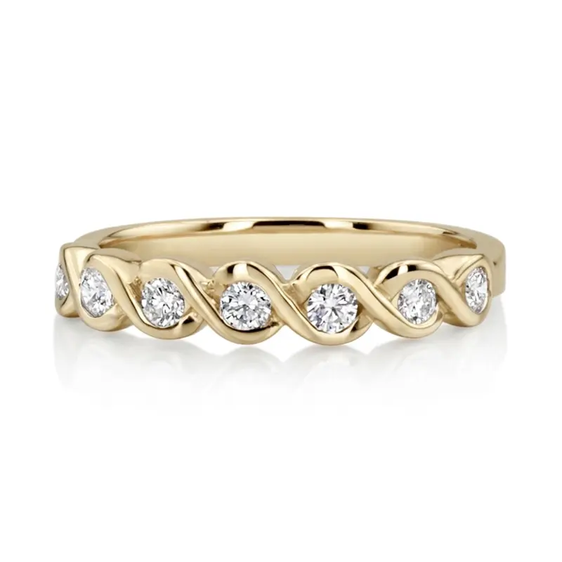 14K white gold 0.31 ct. Round Cut Bezel Set Diamond Wedding Band - alternate view 2