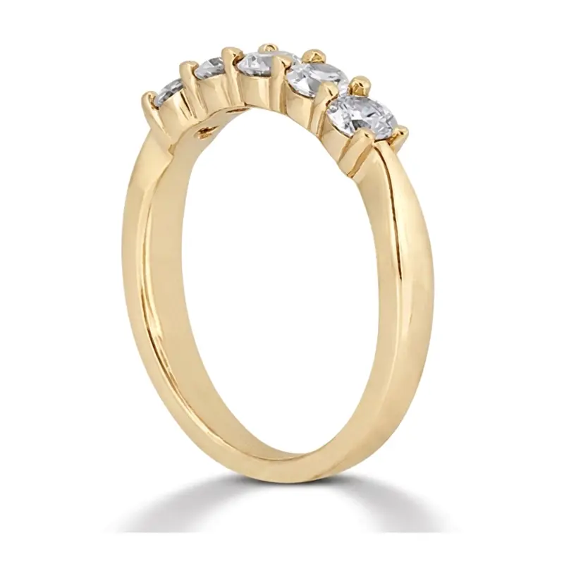 14K white gold 5 Stone Shared Prong Women Anniversary Ring (1/6 ct. tw.) - alternate view 5
