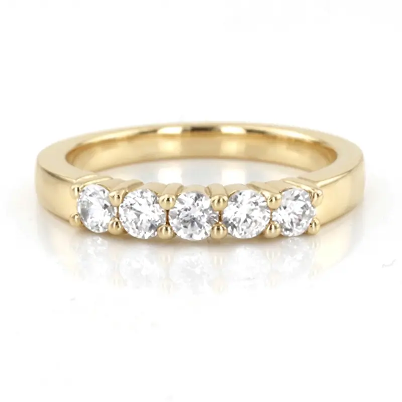 14K white gold 5 Stone Shared Prong Women Anniversary Ring (1/6 ct. tw.) - alternate view 4