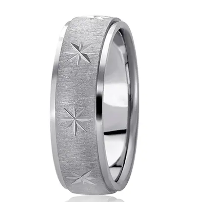 10K white gold 7mm. cross satin diamond-carved-wedding-ring - alternate view 12 thumbnail