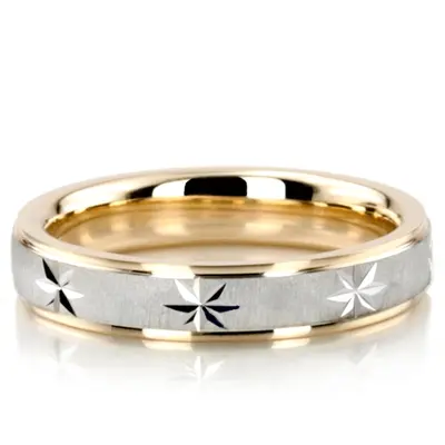 Step Edge Cross-satin Basic Design Wedding Ring