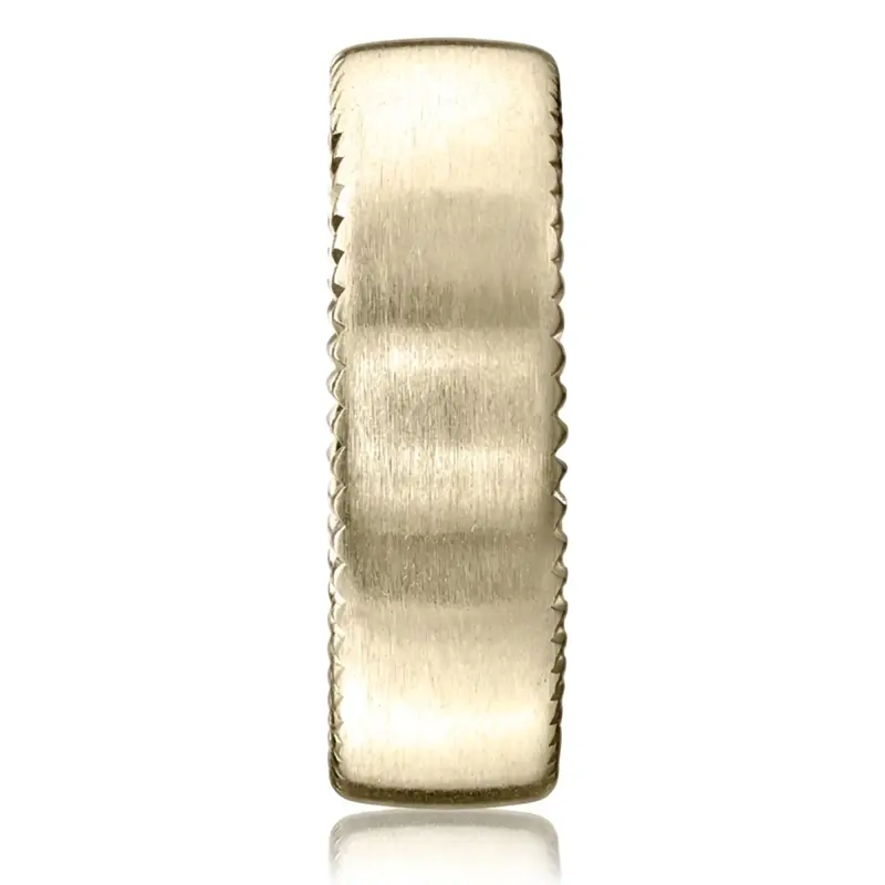 14K yellow gold 7.5mm. satin 7.5mm-Satin-Finished-Rivet-Coin-Edging-Band - alternate view 3