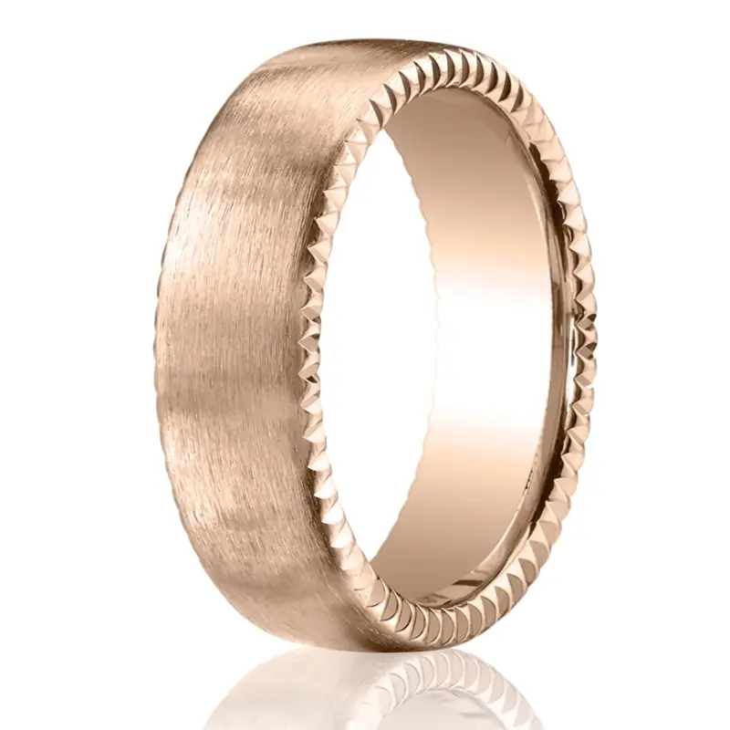 14K pink gold 7.5mm. satin 7.5mm-Satin-Finished-Rivet-Coin-Edging-Band - alternate view 2