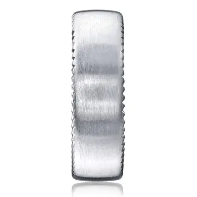 14K white gold 7.5mm. satin 7.5mm-Satin-Finished-Rivet-Coin-Edging-Band - alternate view 4 thumbnail