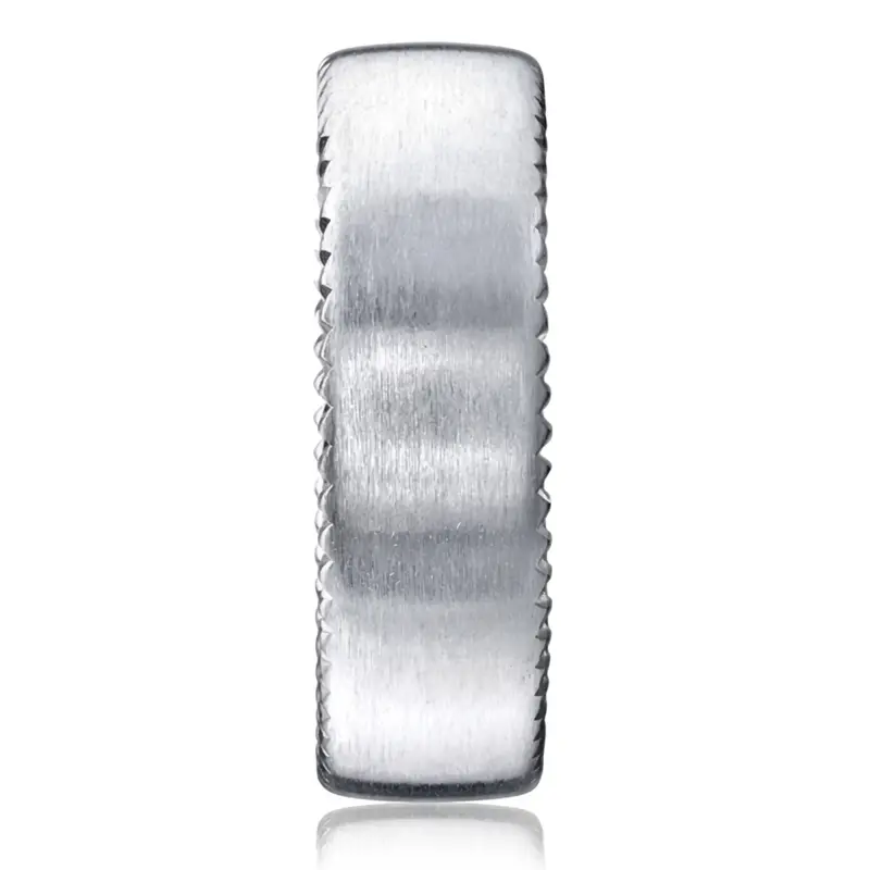 14K white gold 7.5mm. satin 7.5mm-Satin-Finished-Rivet-Coin-Edging-Band - alternate view 4