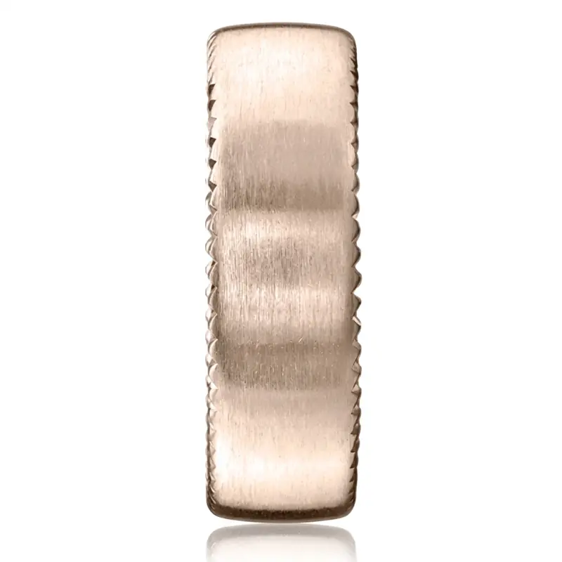 14K pink gold 7.5mm. satin 7.5mm-Satin-Finished-Rivet-Coin-Edging-Band - alternate view 5