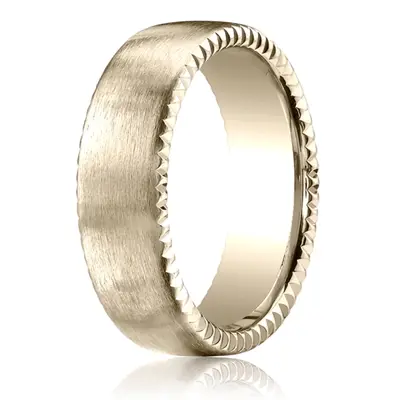 14K yellow gold 7.5mm. satin 7.5mm-Satin-Finished-Rivet-Coin-Edging-Band - alternate view 6 thumbnail