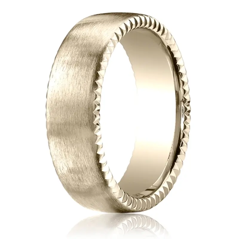 14K yellow gold 7.5mm. satin 7.5mm-Satin-Finished-Rivet-Coin-Edging-Band - alternate view 6