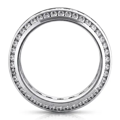 14K white gold 9mm. satin diamond-classic-round-cut-channel-wedding-band - alternate view 5 thumbnail
