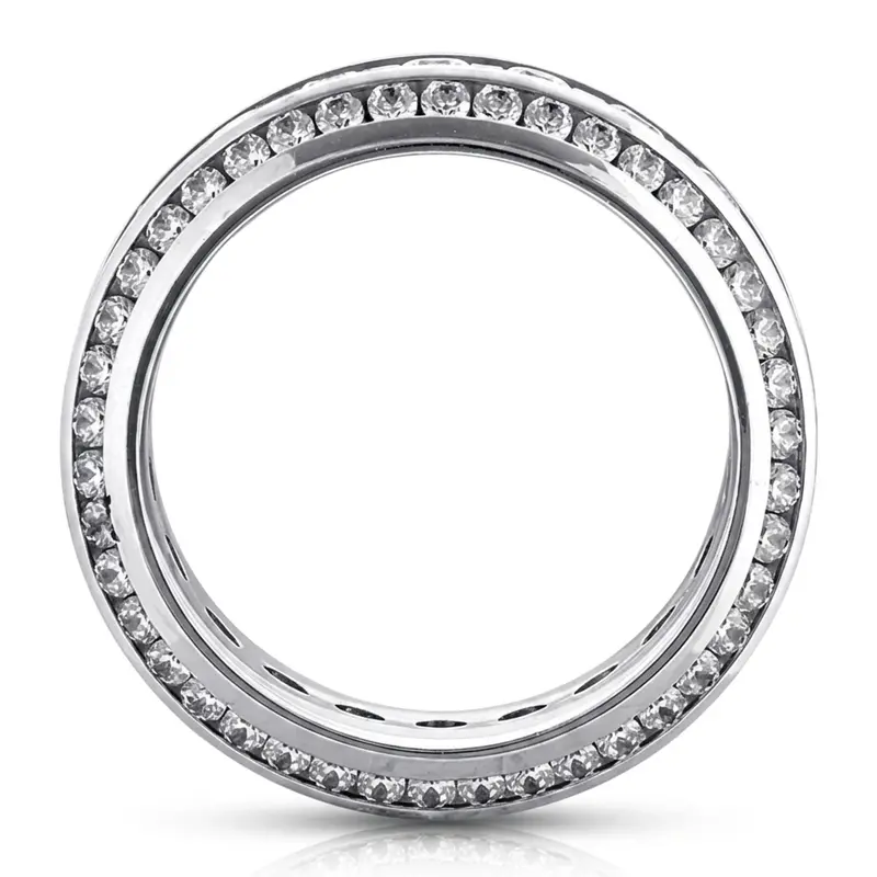14K white gold 9mm. satin diamond-classic-round-cut-channel-wedding-band - alternate view 5