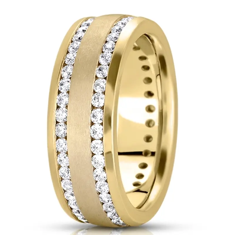 10K yellow gold 8.5mm. satin diamond-classic-round-cut-wedding-band - alternate view 5