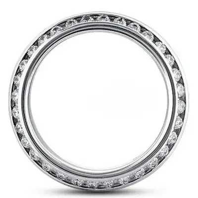 14K white gold 8mm. satin diamond-classic-round-cut-channel-wedding-band - alternate view 3 thumbnail