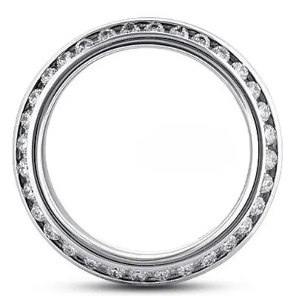 14K white gold 8mm. satin diamond-classic-round-cut-channel-wedding-band - alternate view 3