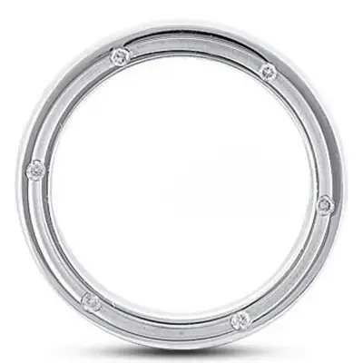 14K white gold 6mm. satin diamond-round-classic-wedding-band - alternate view 5 thumbnail