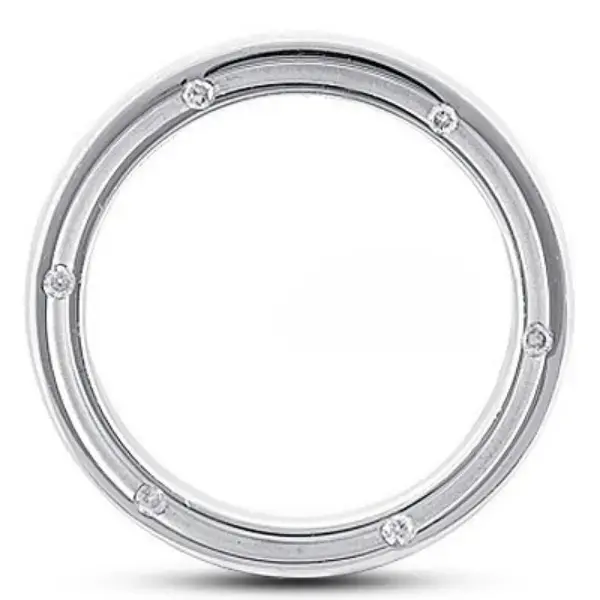 14K white gold 6mm. satin diamond-round-classic-wedding-band - alternate view 5