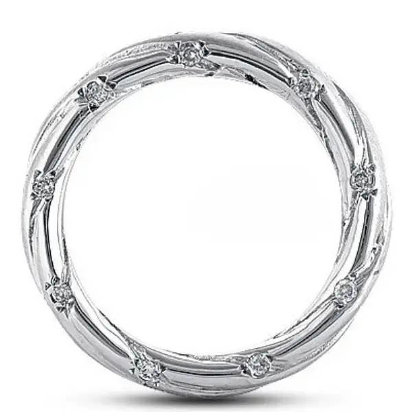10K white gold 3.5mm. satin diamond-classic-round-cut-wedding-ring - alternate view 2