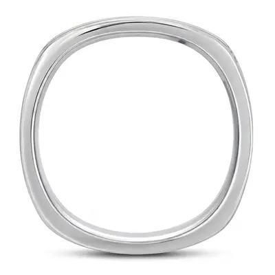 10K white gold 7mm. cross satin basic-carved-square-wedding-band - alternate view 5 thumbnail