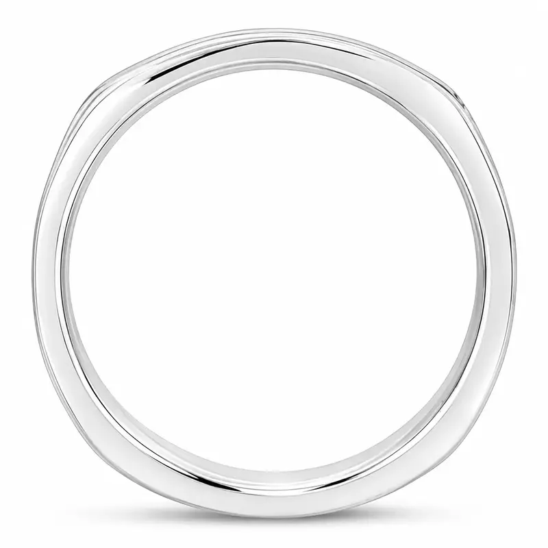 18K white gold 7.5mm. satin basic-carved-square-wedding-band - alternate view 5